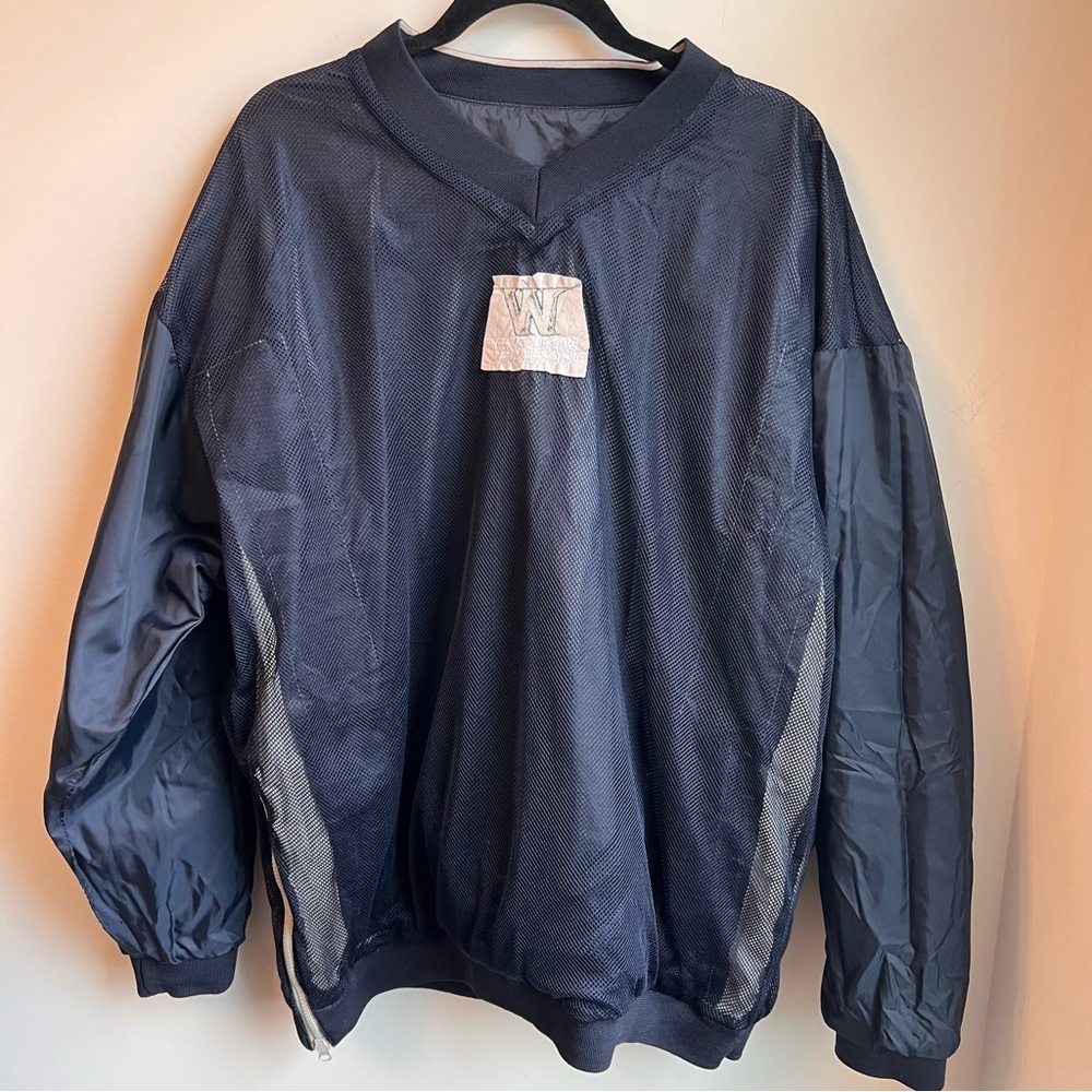 Navy and White Wingate Football Windbreaker Pullover - Picture 11 of 13